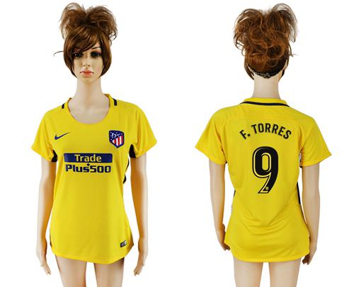 Women's Atletico Madrid #9 F.Torres Away Soccer Club Jersey
